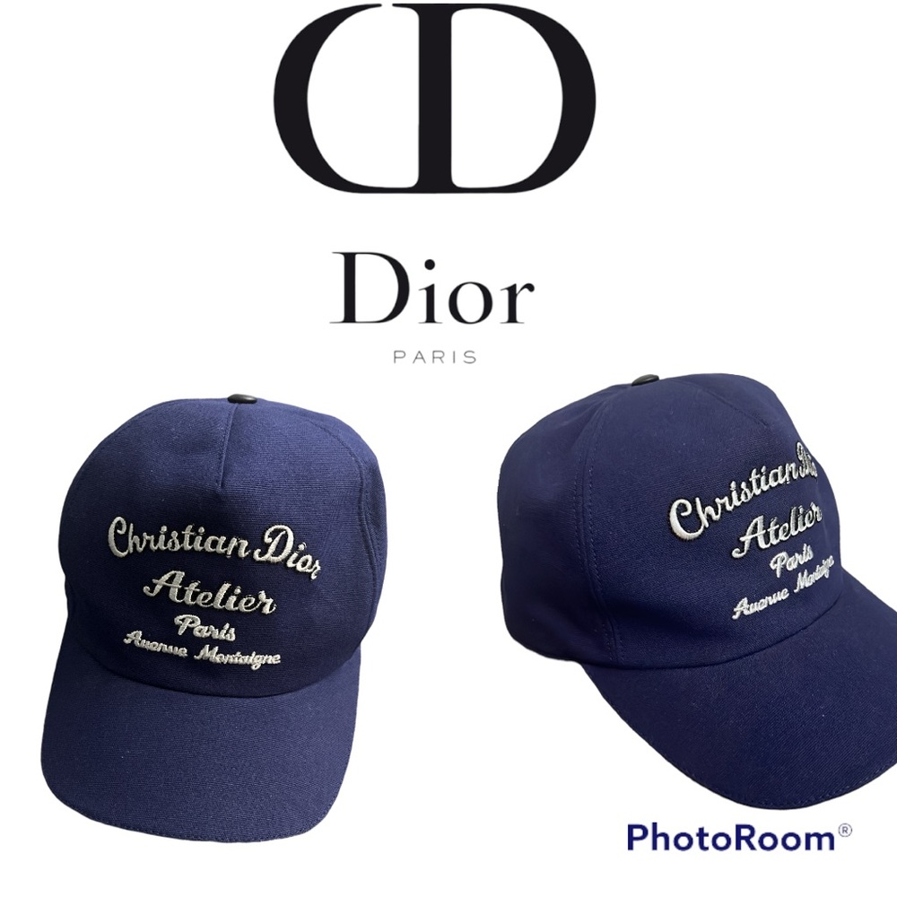 NWT Dior Men's Christian Dior Atelier Blue Embroidered Baseball Cap.